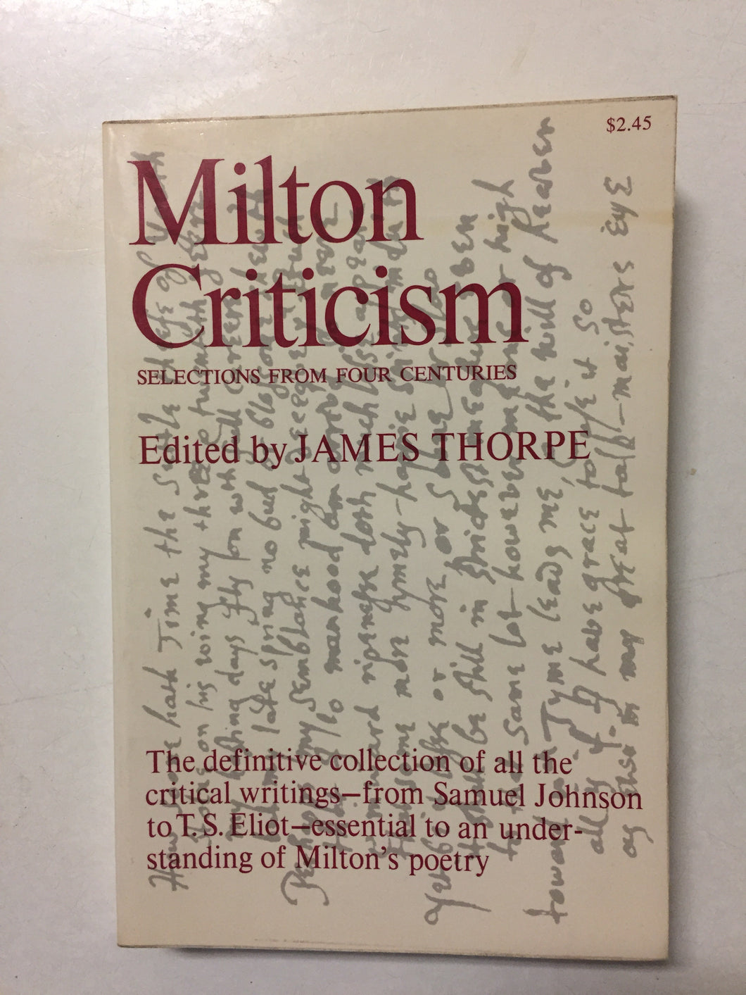 Milton Criticism- Slick Cat Books 