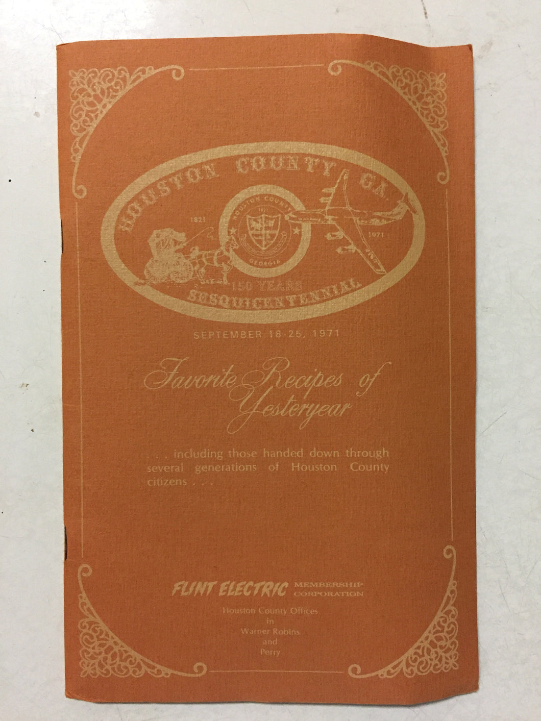 Houston County Ga. 150 Years Sesquicentennial Favorite Recipes of Yesteryear - Slickcatbooks